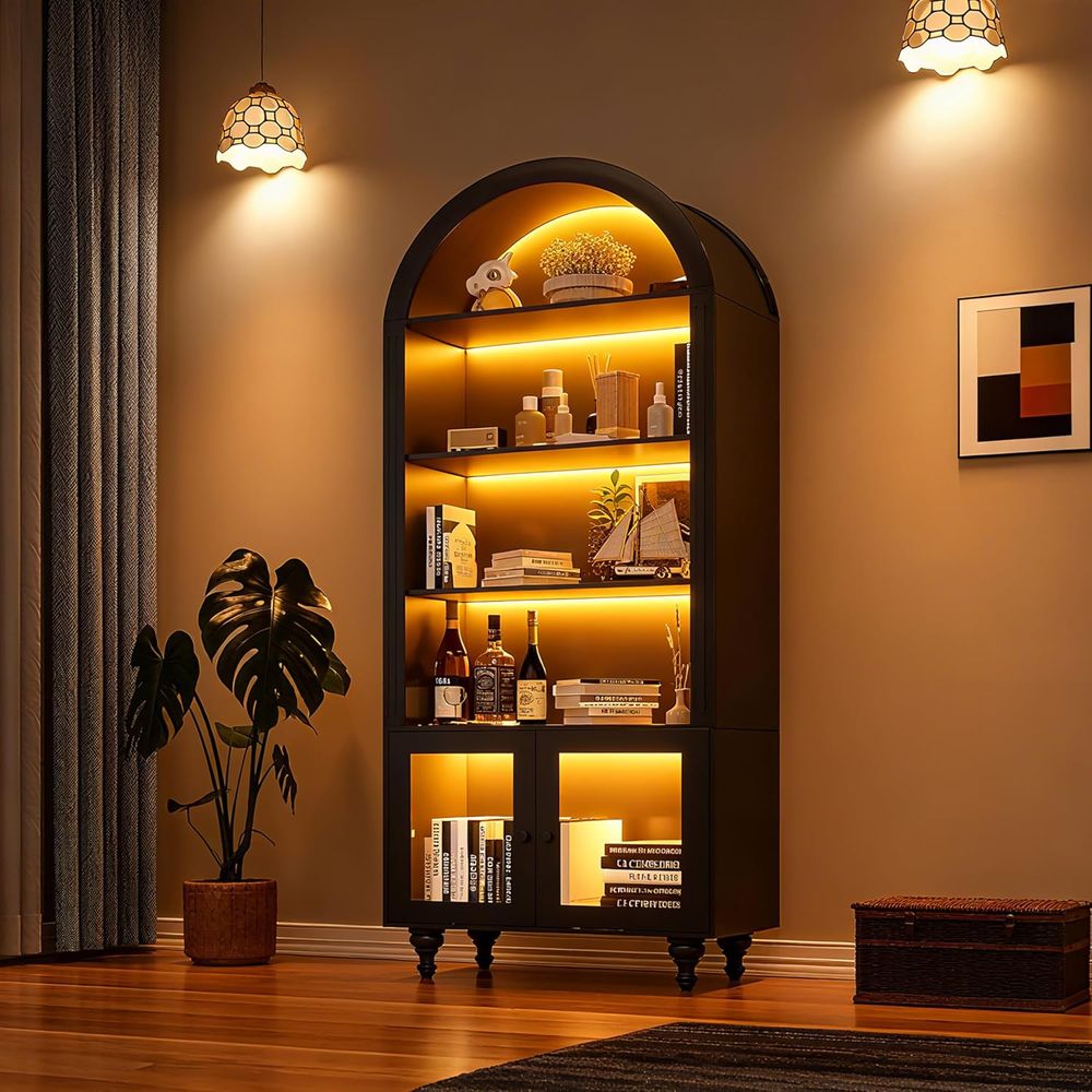 Storage & Organization - Wooden Arched Display Storage Cabinet with