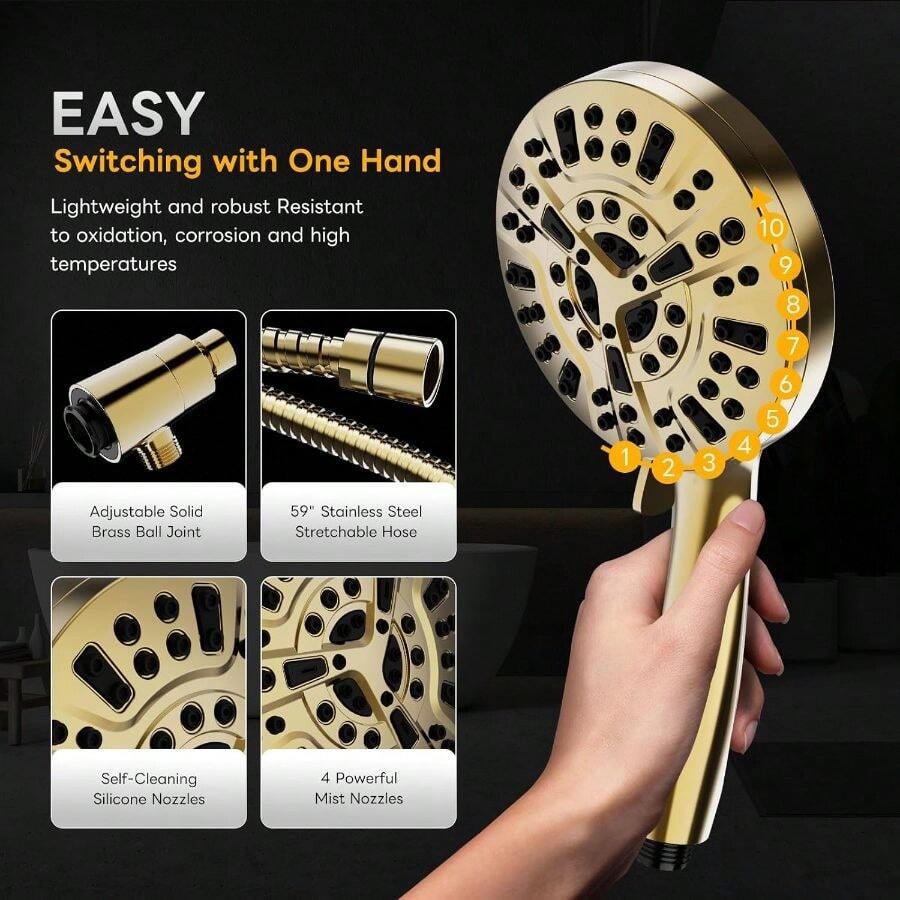 High Pressure 10 Ways Handheld - High Pressure Shower Head Handheld ulasan dan harga