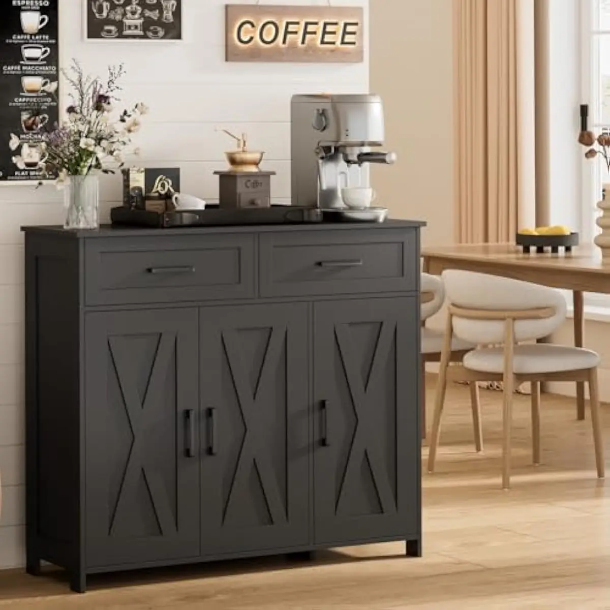 Coffee Bar Storage Cabinet wit - Storage & Organization ulasan dan harga