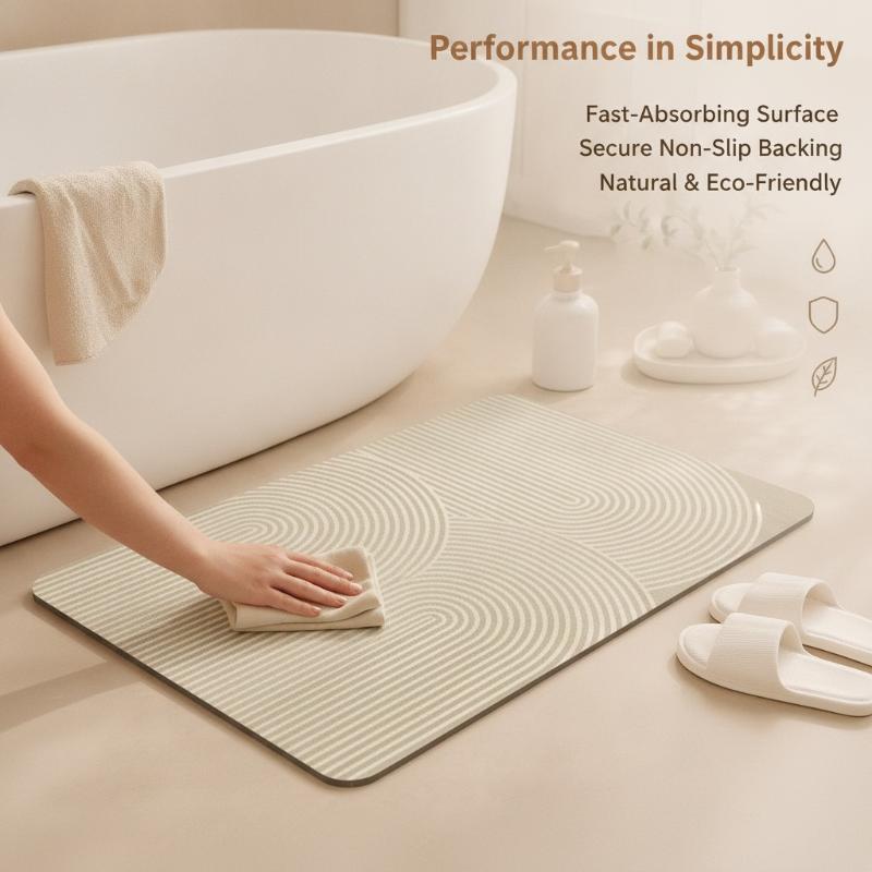 Beige Striped Diatomite Bath M - Quick Dry Diatomite Bath Mat ulasan dan harga