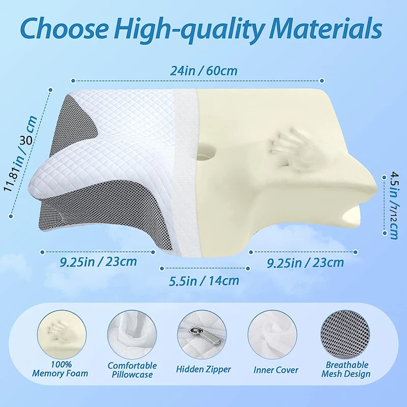 1pc Memory Foam Cervical Pillo - Memory Foam Orthopedic Pillow Neck Pain ulasan dan harga