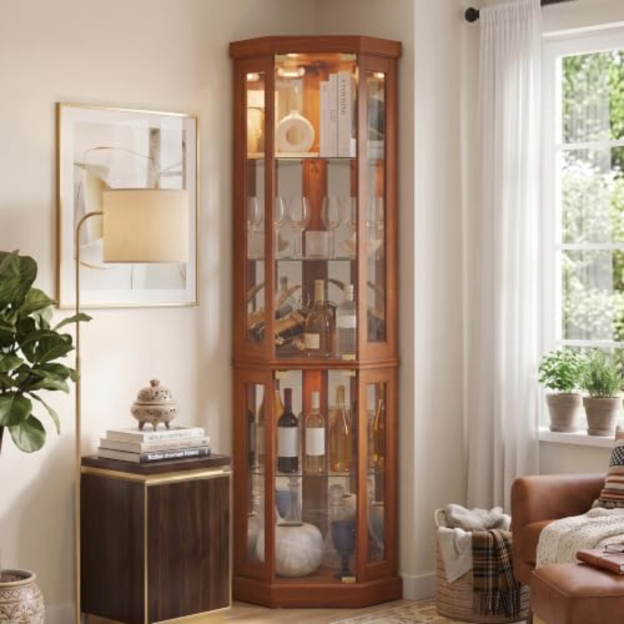 Corner curio cabinet for livin - Storage & Organization ulasan dan harga