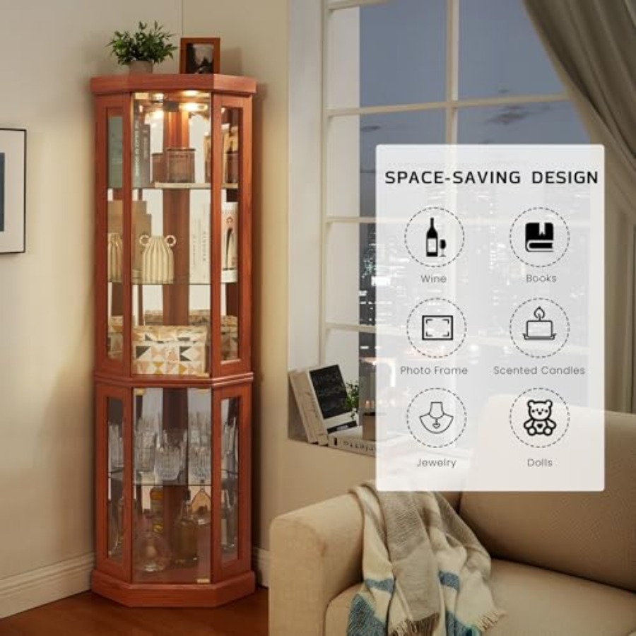 Corner curio cabinet for livin - Storage & Organization ulasan dan harga
