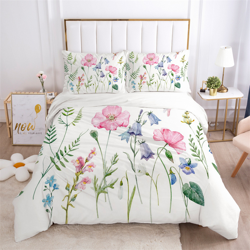 Floral Leaves Bedding Set Micr - Aesthetic Floral Duvet Cover ulasan dan harga