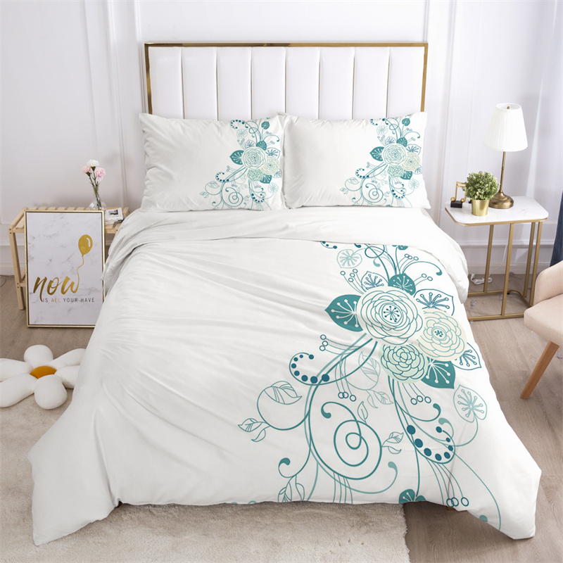 Floral Leaves Bedding Set Micr - Aesthetic Floral Duvet Cover ulasan dan harga